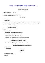 Giáo án dạy thêm môn Tiếng Anh Lớp 6 - Năm học 2019-2020